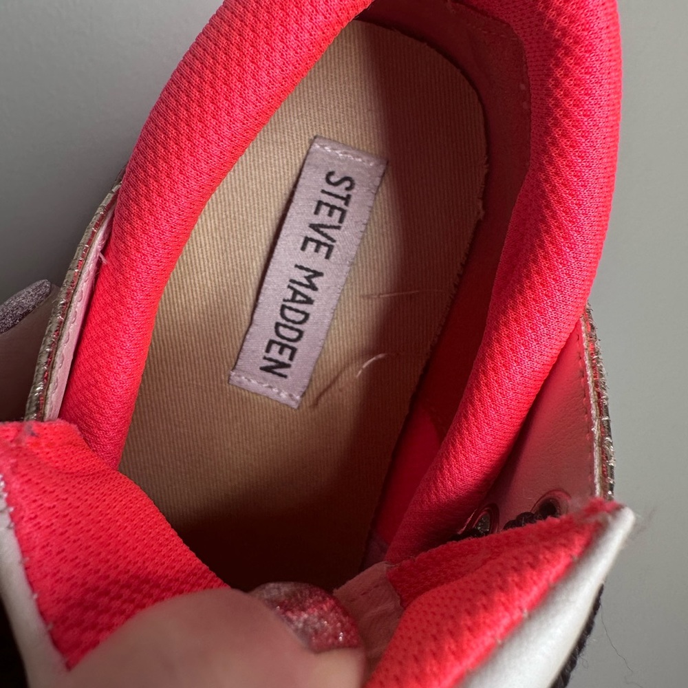 Steve Madden Cliff Coral Leopard Print Sneakers Shoes Wmns Sz 7! - Picture 5 of 8